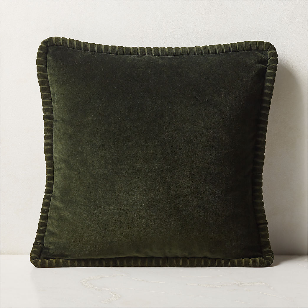 Brye Dark Green Velvet Throw Pillow 20"